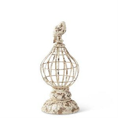 Whitewashed Carved Resin Finials with Bird Top