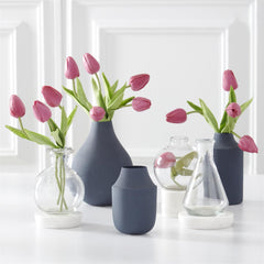 Navy Blue Matte Small Metal Vases