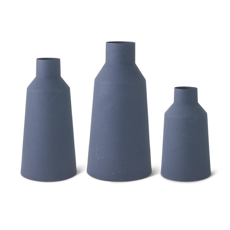 Navy Blue Matte Metal Vases