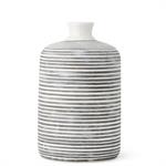 Fluted Neck White Crackle &amp; Gray Striped Ceramic Vases