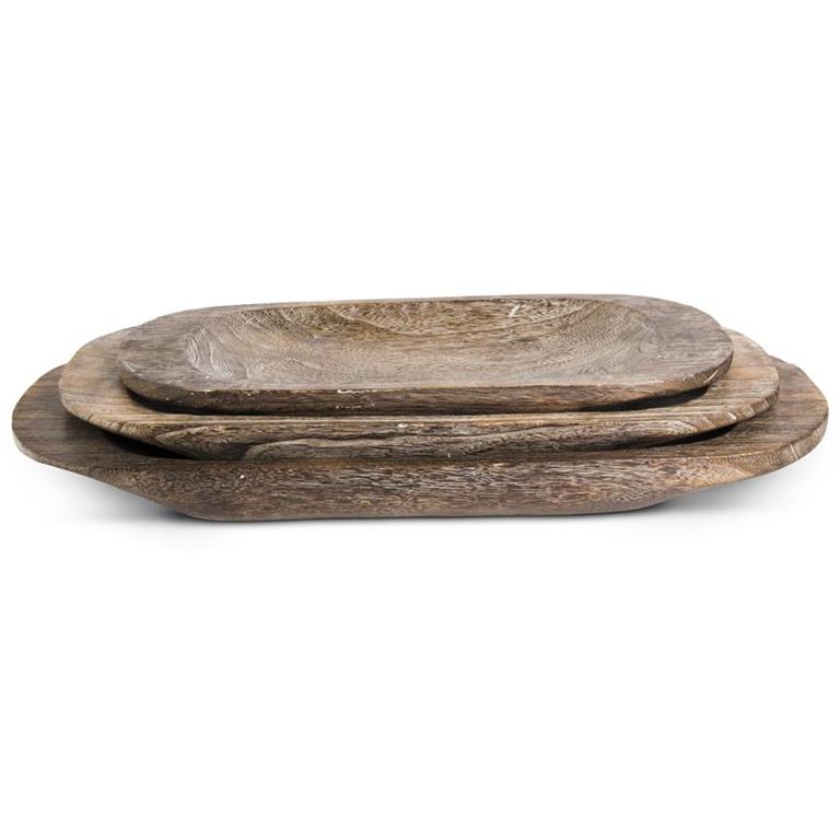 Carved Oval Paulownia Wood Trays