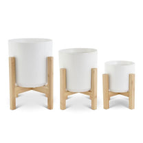 Modern Ceramic Pots on Bamboo Stands