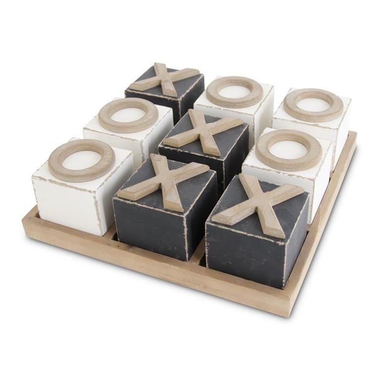 Black & White Wooden Tic Tac Toe Board