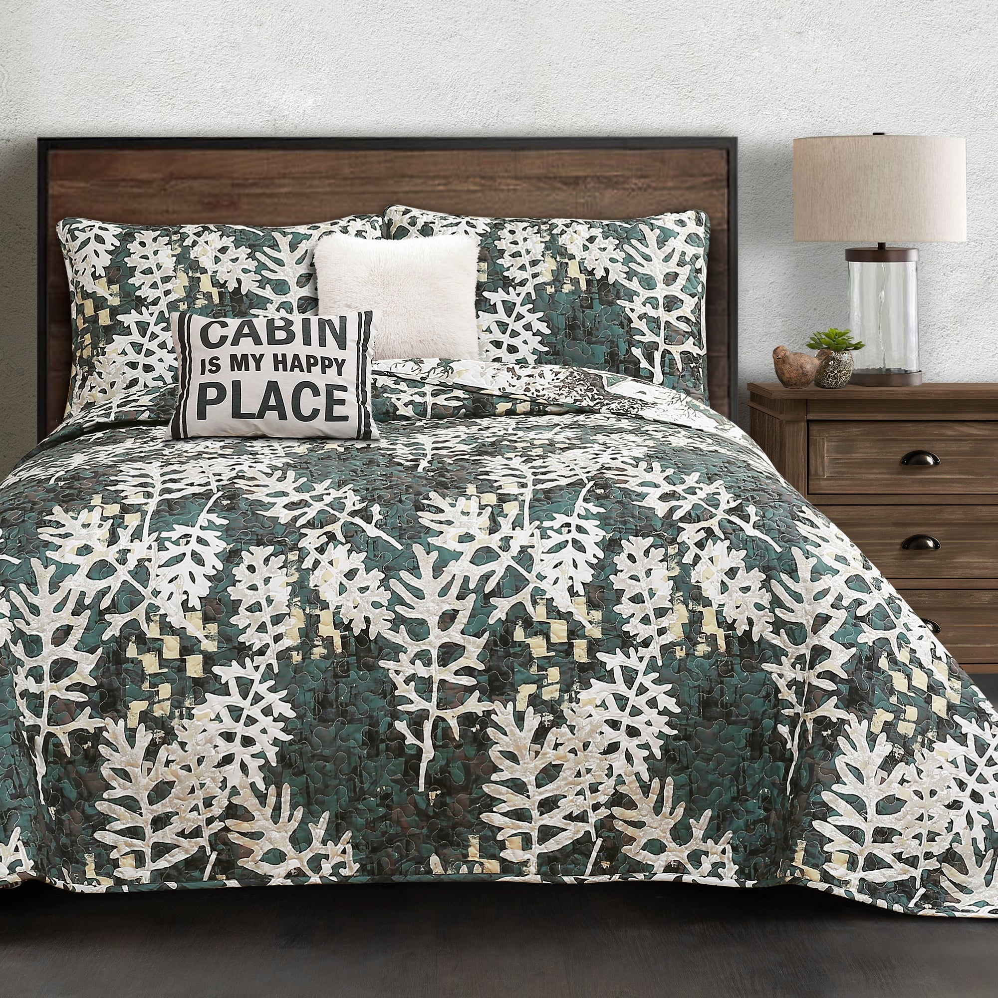 Camouflage Leaves Quilt 5 Piece Set