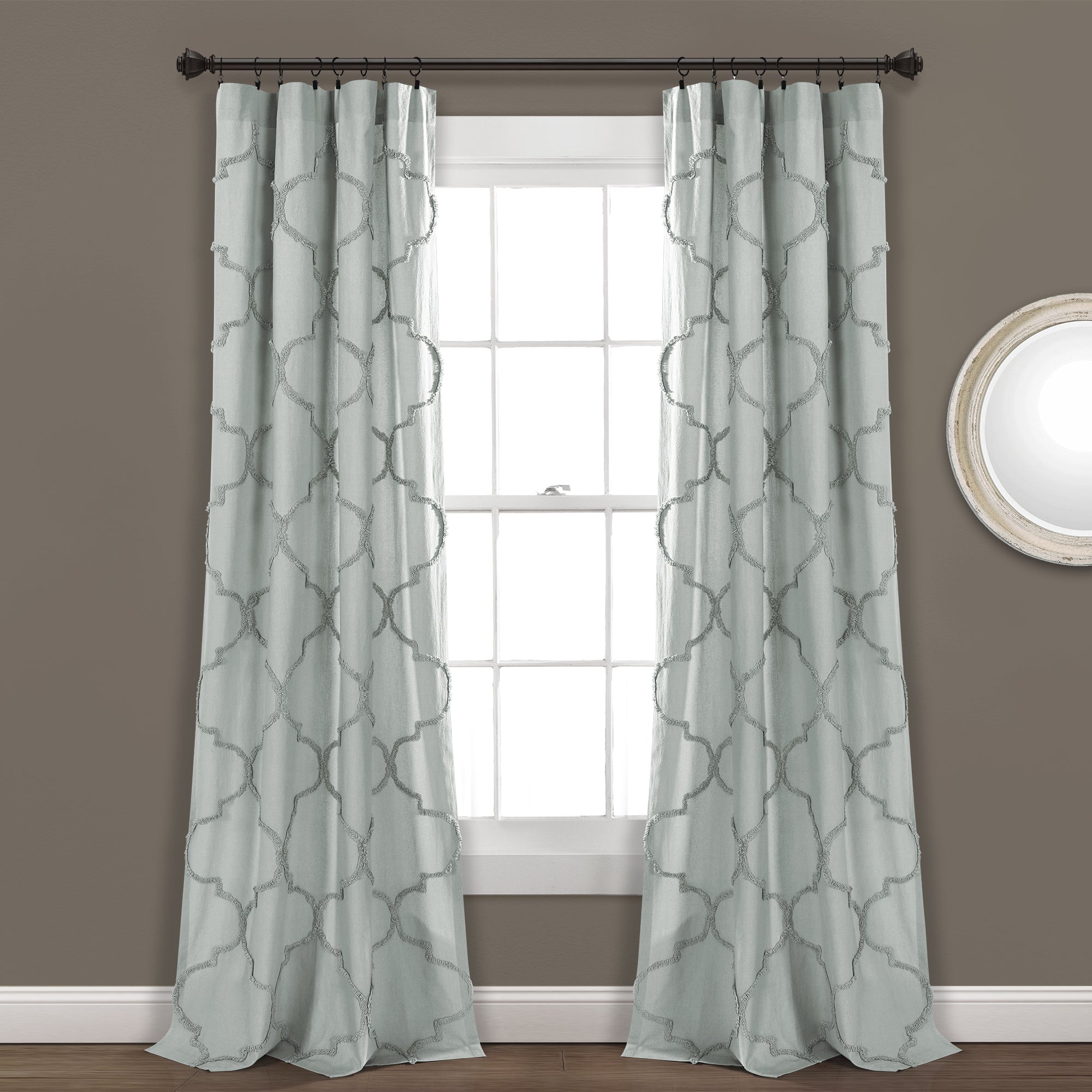 Avon Chenille Trellis Window Curtain Panel Set