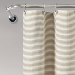 Farmhouse Button Stripe Yarn Dyed Woven Cotton Shower Curtain