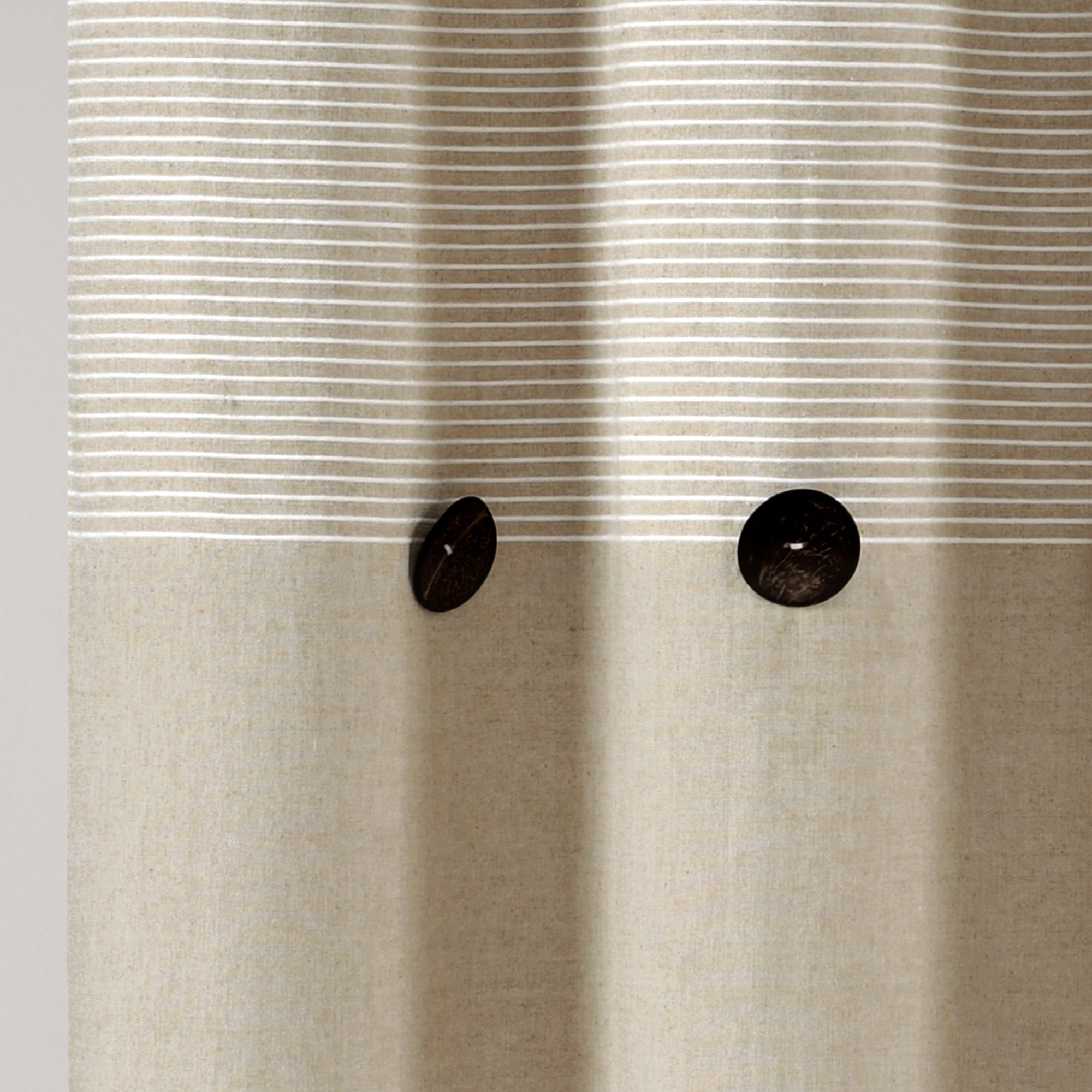 Farmhouse Button Stripe Yarn Dyed Woven Cotton Shower Curtain