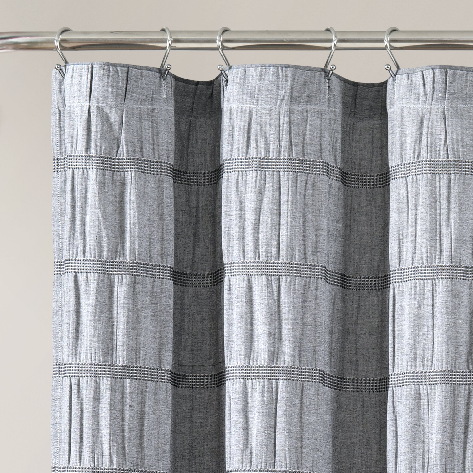Waffle Stripe Woven Cotton Shower Curtain