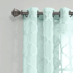 Avon Trellis Grommet Sheer Window Curtain Panel Set