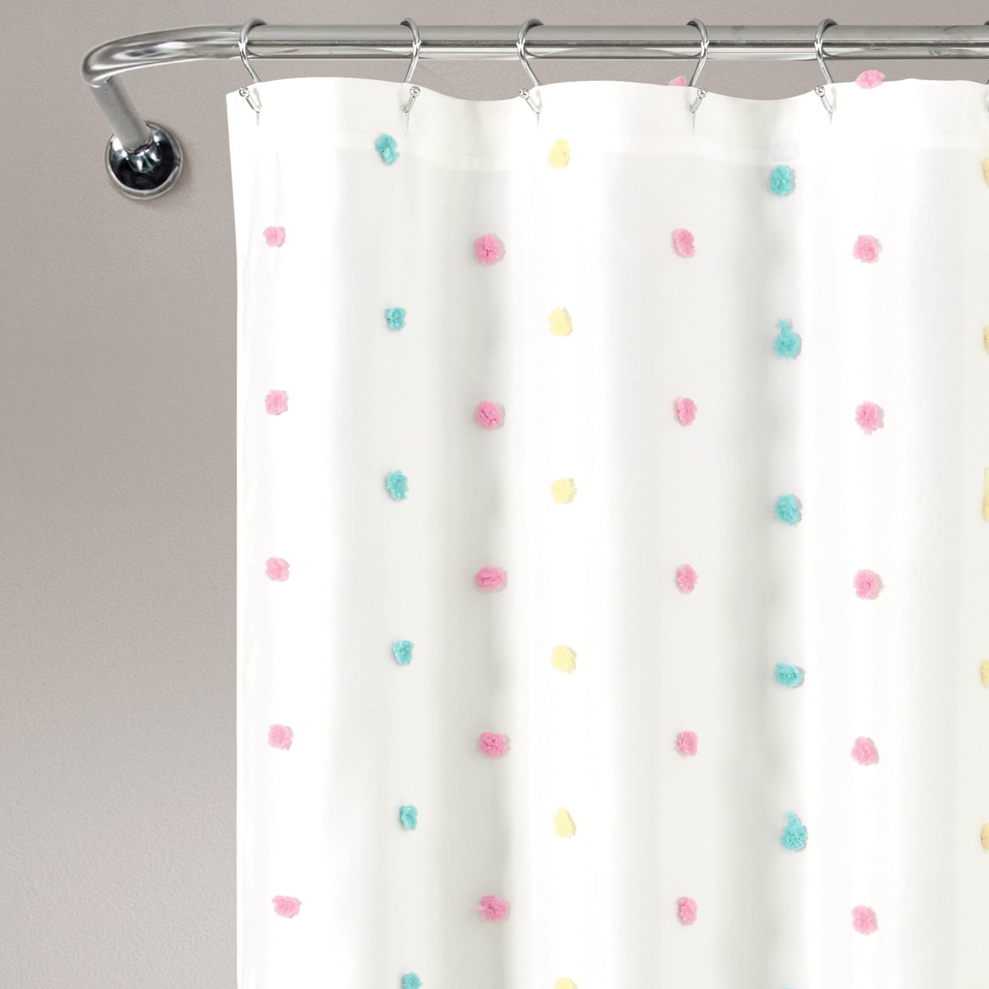 Rainbow Tufted Dot Shower Curtain