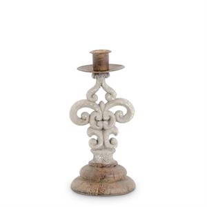 Polyresin Gray Wash Taper Candleholders
