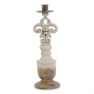 Polyresin Gray Wash Taper Candleholders