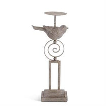 Gray Resin &amp; Metal Bird Candleholders