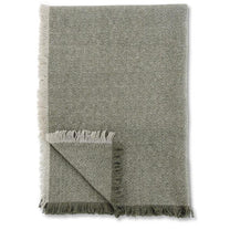 Green &amp; Tan Diamond Pattern Wool Blend Throw