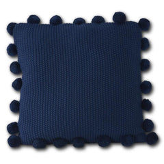 Moss Stitch Knit Pillow w/Pompom Trim