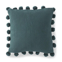 Moss Stitch Knit Pillow w/Pompom Trim