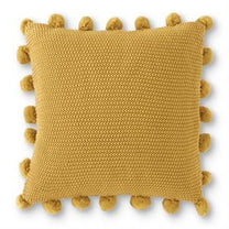 Moss Stitch Knit Pillow w/Pompom Trim