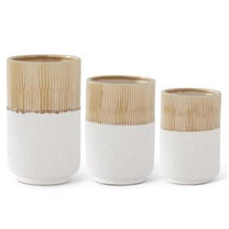 Beige Glazed &amp; White Stoneware Pots