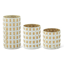 Gold &amp; Whitewashed Cube Embossed Containers