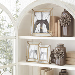 Clear Glass Panes & Gold Metal Photo Frames