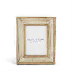 Gold & Patina Green Handmade Carved Wood Photo Frame