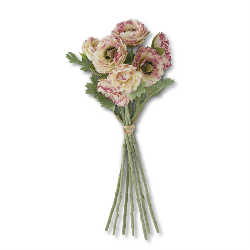 White w/ Pink Ranunculus Bundle w/Flocked Stem (7 Stems)