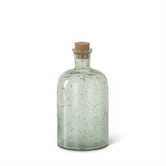 Green Bubbled Glass Bottle with Cork