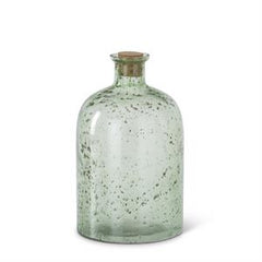 Green Bubbled Glass Bottle with Cork