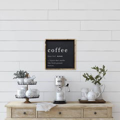 Coffee Noun Wood Sign: White