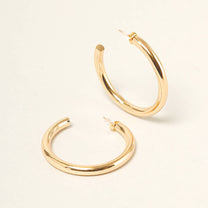 14K Gold Dipped Post Hoop Earrings