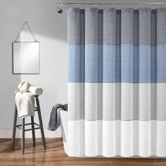 Color Block Ombre Yarn Dyed Recycled Cotton Shower Curtain
