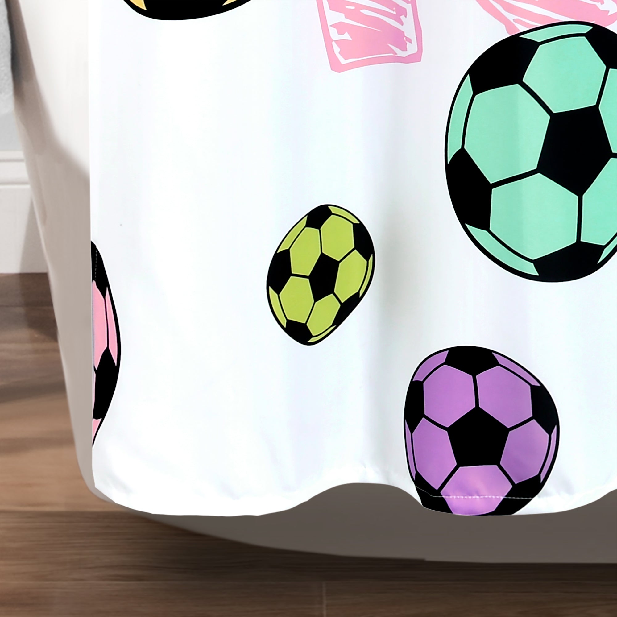 Girls Soccer Kick Shower Curtain