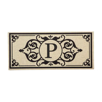 Cambridge Monogram Burlap Sassafras Switch Mat, Letters A-Z, 22" X 10"