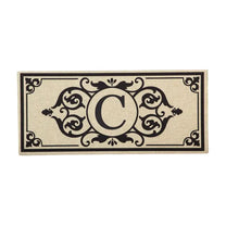 Cambridge Monogram Burlap Sassafras Switch Mat, Letters A-Z, 22" X 10"