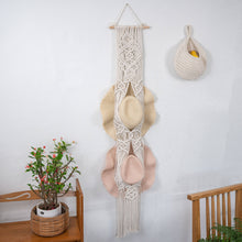 Load image into Gallery viewer, Handmade Macrame Wall Mounted Wide Brim Hat Hanger Display