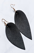 Load image into Gallery viewer, Joanna Drop Leaf Faux Vegan Leather Dangle Earrings