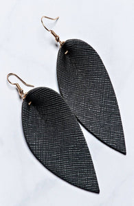 Joanna Drop Leaf Faux Vegan Leather Dangle Earrings