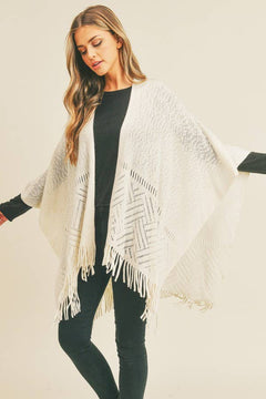 Herringbone Knit Fringe Ruana