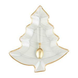 Gold Edge Glass Tree Platter