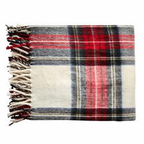 Red/Cream Tartan Fringe Throw Blanket