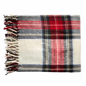 Red/Cream Tartan Fringe Throw Blanket
