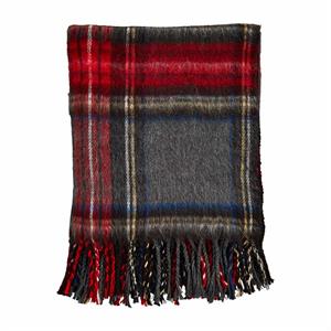 Red/Gray Tartan Fringe Throw Blanket