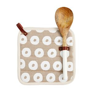 Chambray Dot Pot Holder &amp; Spoon Set