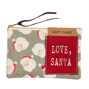 Santa Print Pouch with Gift Card Slot