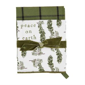 Peace White Christmas Towel Set