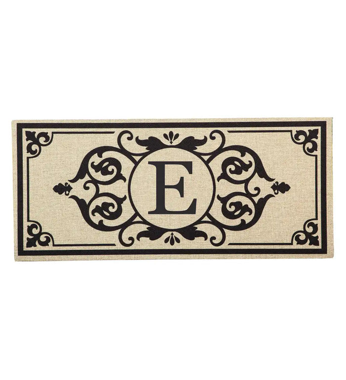 Cambridge Monogram Burlap Sassafras Switch Mat, Letters A-Z, 22" X 10"