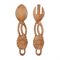 Carved Flower Salad Server Set