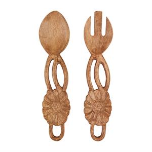 Carved Flower Salad Server Set