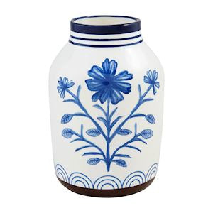 Large Blue Floral Vase