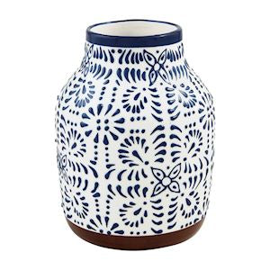 Medium Blue Floral Vase